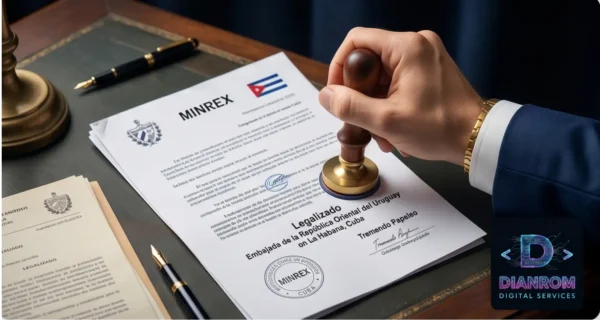Autenticación Legal y Apostilla de la Haya en Cuba Expediente de documentos cubanos con sellos oficiales de autenticación legal y Apostilla.